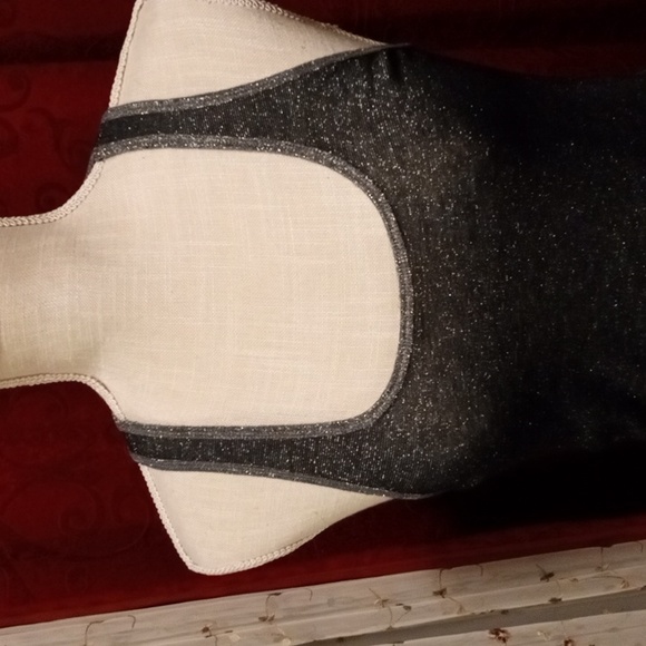 American Eagle Stretchy Black & Silver Metallic Racerback Tank|Sz Med - Picture 5 of 11